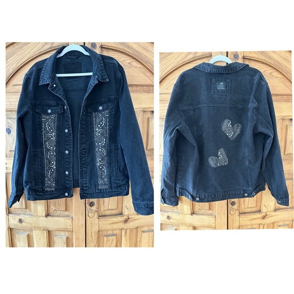Paisley Design/ Black Denim DLMFO Jacket -unisex - Picture 1 of 10